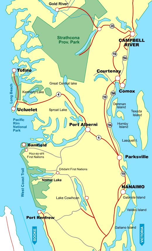 Map Vancouver Island  Parksville To Campbell River BC