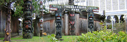 Thunderbird Park Totem Poles and Long House Victoria BC